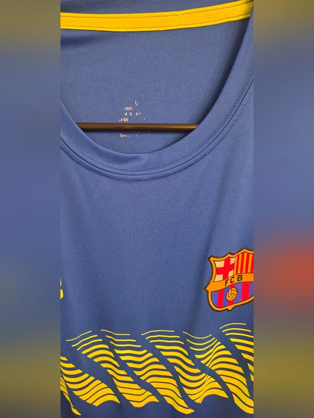 Used Good Kids' Short Sleeve Blue Training Tee with Yellow Accents Kids Size L